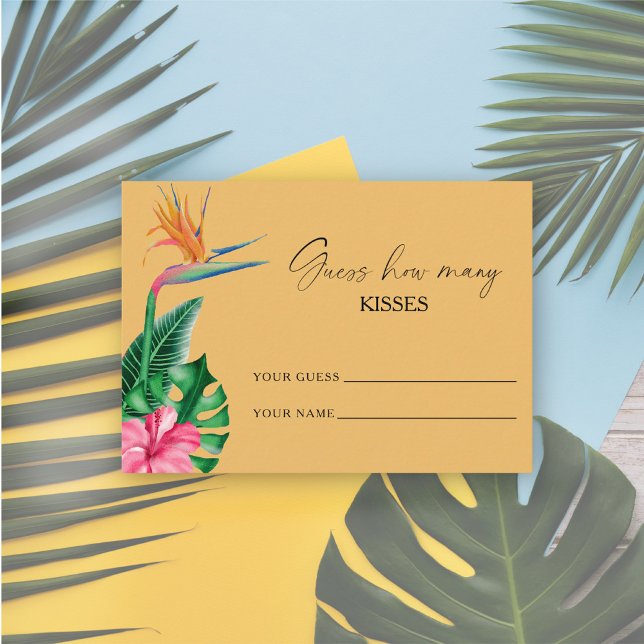 Tropical floral, Guess how many kisses bridal game Enclosure Card (Creator Uploaded)