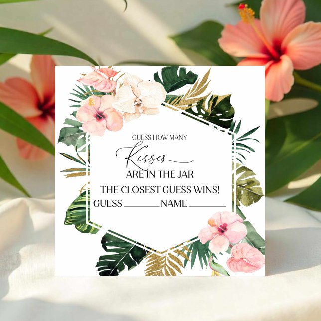 Tropical Floral Guess How Many Kisses Cards (Creator Uploaded)