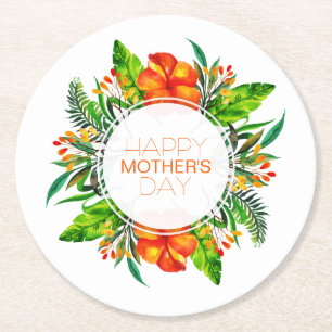 Tropical Floral Happy Mother's Day Coaster