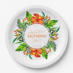 Tropical Floral Happy Mother's Day   Paper Plate