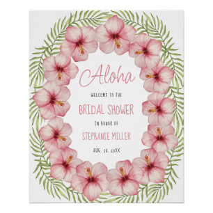 Tropical Floral Hawaii Bridal Shower Welcome Sign