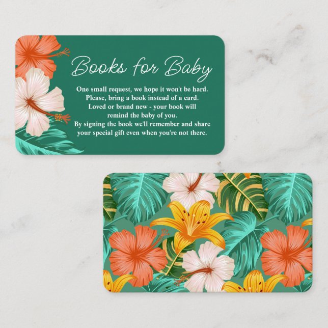 Tropical Floral Hawaiian Aloha Baby Book Request Enclosure Card (Front/Back)