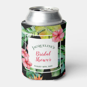 Tropical Floral Hawaiian Luau Bridal Can Cooler