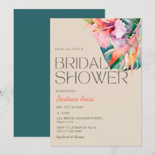 Tropical Floral Hibiscus Hawaiian Bridal Shower Invitation