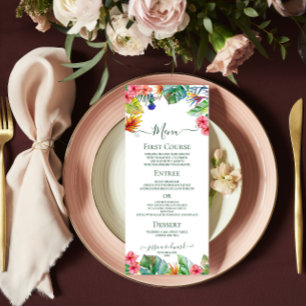 Tropical Floral Hibiscus Hawaiian Wedding  Menu