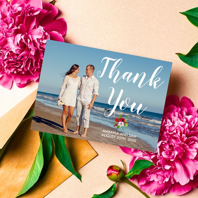 Tropical Floral Hibiscus Island Wedding Thank You (Creator Uploaded)