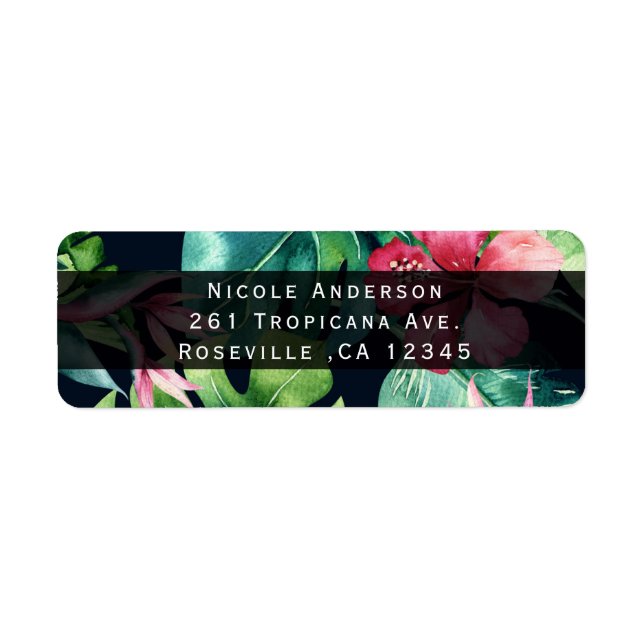 Tropical Floral Hibiscus Leaves Summer Invitation (Front)