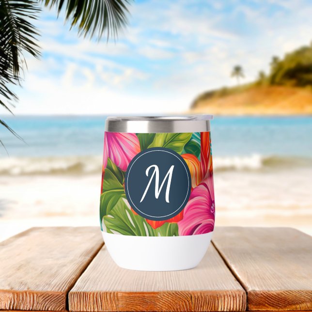 Tropical Floral Hibiscus Monogram (Beach)