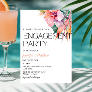 Tropical Floral Hibiscus Summer Engagement Invitation