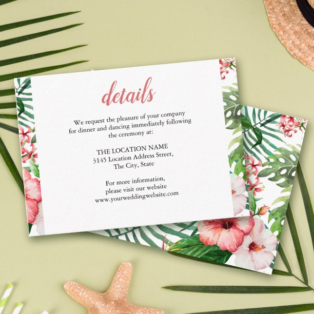 Tropical Floral Hibiscus Wedding Details Enclosure Card (Creator Uploaded)