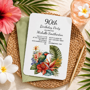 Tropical Floral Hummingbird 90th Birthday Invitation
