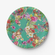 Tropical Floral Hummingbirds Watercolor Party 