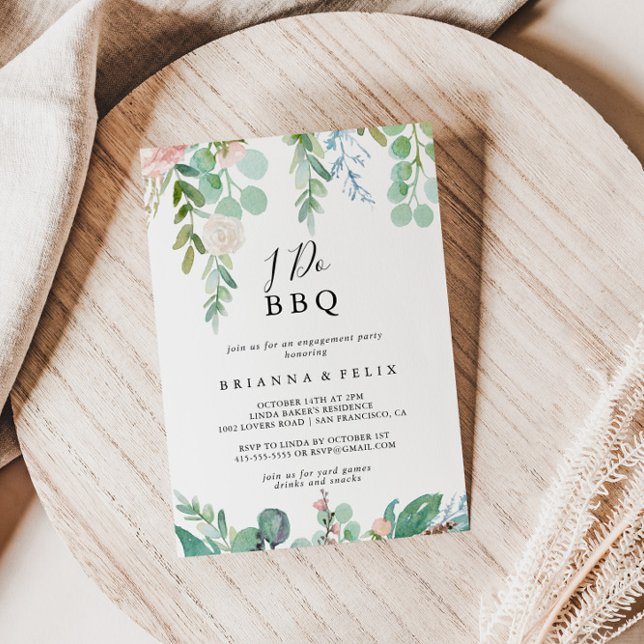 Tropical Floral I Do BBQ Engagement Party Invitation (Creator Uploaded)