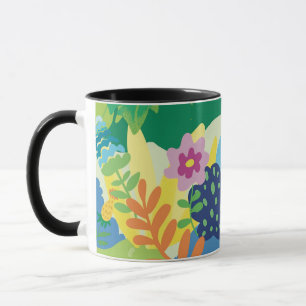 Tropical floral illustration, summer flowers mug