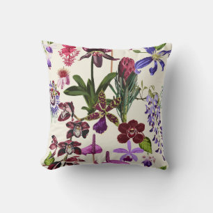 Tropical floral illustration with flowers. cushion
