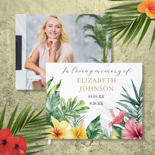 Tropical Floral In Loving Memory Funeral Photo Guest Book