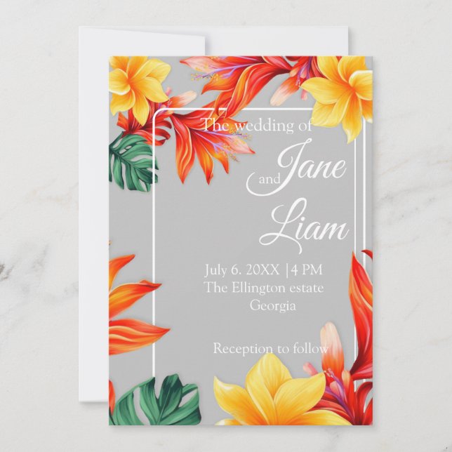 Tropical floral invitation (Front)