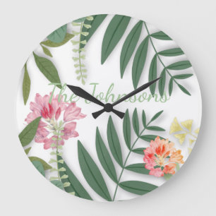 Tropical Floral Large Clock