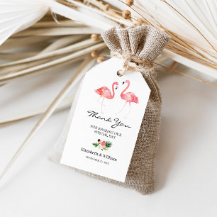 Tropical Floral Leaves Flamingo Favour Thank You Gift Tags