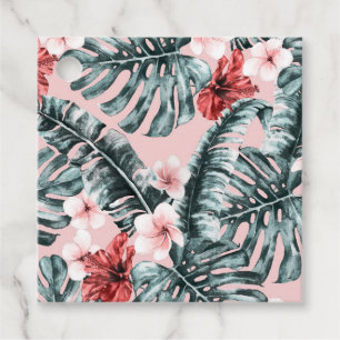Tropical Floral Leaves Hibiscus Floral Flowers Favour Tags