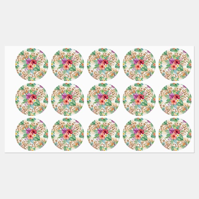 Tropical Floral Leopard Print Pattern (Sheet)