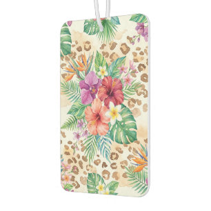 Tropical Floral Leopard Print Pattern Car Air Freshener