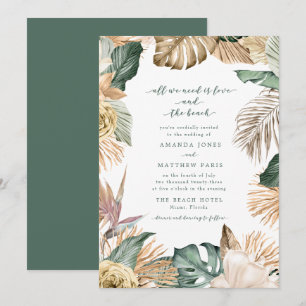Tropical Floral Love and the Beach Wedding Invite