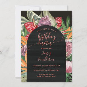 Tropical Floral Luau 2 Birthday Invitation