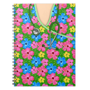 Tropical Floral Medical Scrubs Notebook