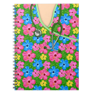 Tropical Floral Medical Scrubs Notebook