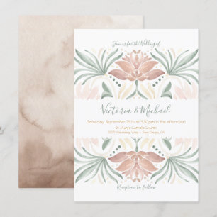 Tropical Floral Mexican tile wedding Invitation