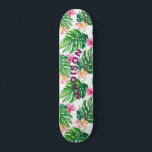 Tropical Floral Modern Girly Personalised Skateboard<br><div class="desc">Tropical Floral Modern Girly Personalised Skateboard features a modern colourful tropical floral background with your personalised name in modern purple script. Personalise by editing the text in the text box provided. Designed by ©Evco Studio www.zazzle.com/store/evcostudio</div>