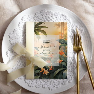 Tropical Floral Modern Summer Bridal Shower Invitation