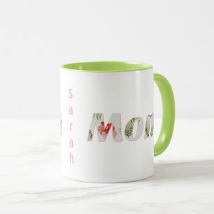 Tropical Floral Monogram Two-Toned Mum Mug