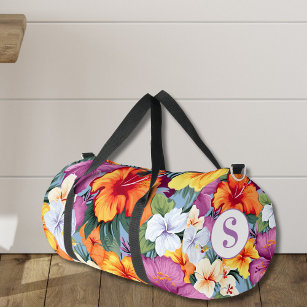Tropical Floral Monogrammed Duffle Bag