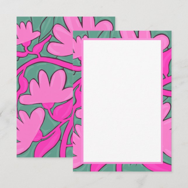 Tropical Floral Motif Flat Thank You Card (Front/Back)