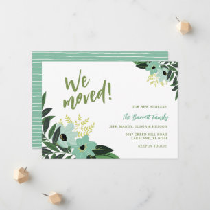 Tropical Floral Moving Announcement Mint