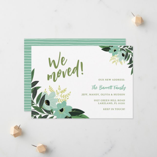 Tropical Floral Moving Announcement | Mint (Front/Back In Situ)