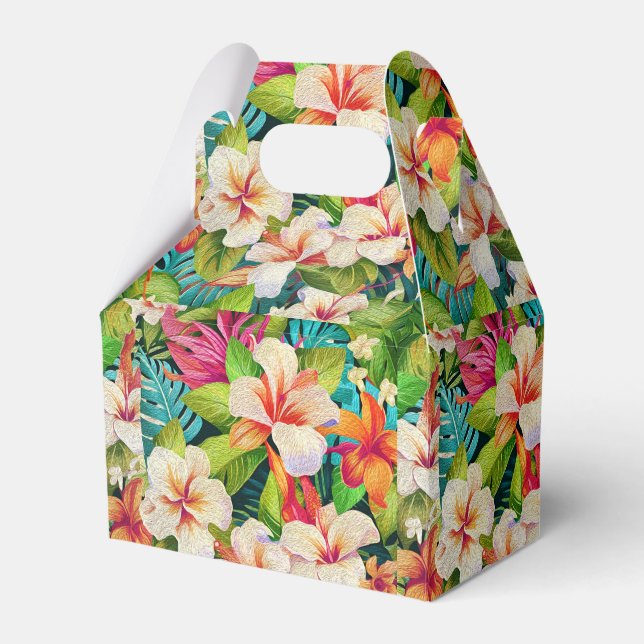 Tropical Floral Oil Painting Style Favour Box (Front Side)