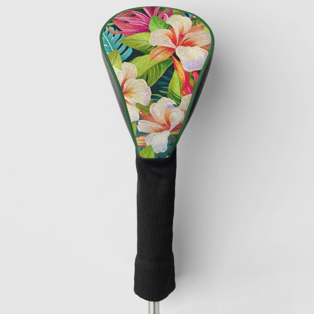 Tropical Floral Oil Painting Style Golf Head Cover (Front)
