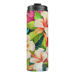 Tropical Floral Oil Painting Style Thermal Tumbler