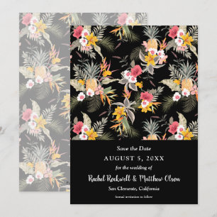 Tropical Floral on Black Wedding Save the Date