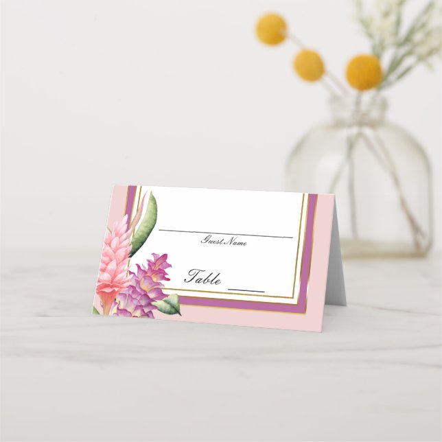 Tropical Floral Orchid Purple Pink Table Number Place Card (Back)
