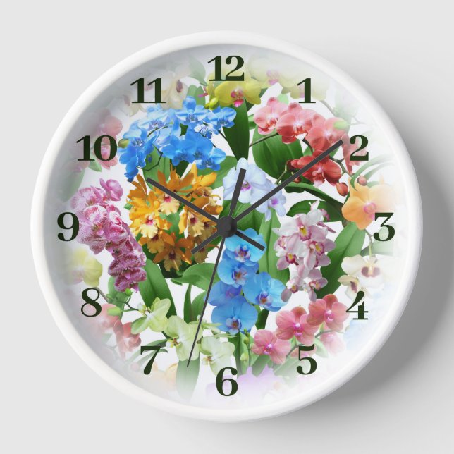 Tropical Floral Orchids Clock (Front)