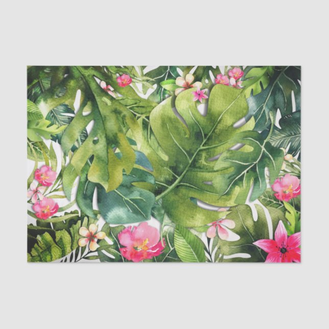 Tropical Floral Palm Leaves Botanical Chic Summer Tissue Paper (Front)