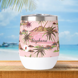 Tropical Floral Palm Tree Custom Monogram Name