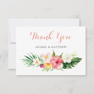 Tropical Floral Palm Wedding Thank You Card