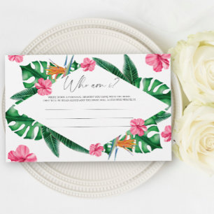 Tropical floral palm - Who am I bridal shower game Stationery
