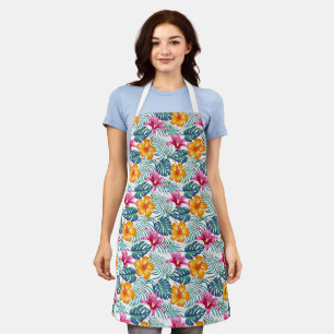Tropical Floral Palms Print Apron