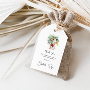 Tropical Floral Palms   Wedding Thank You Gift Tags